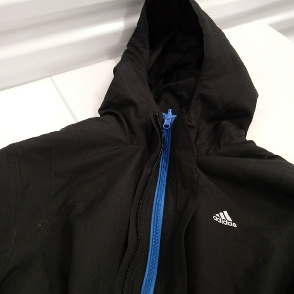 Adidas Black Double Zippered Lined Hooded Jacket - Picture 4 of 8